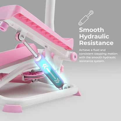 Sunny Health & Fitness Smart Stair Stepper w/Handlebar & Resistance Bands | 330 lb Capacity, Adjustable Handlebar & Step Height, Stair Climber, Device Holder, Hydraulic Resistance, SunnyFit App
