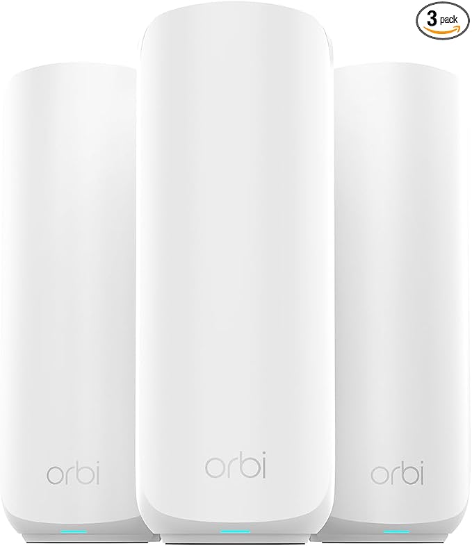 NETGEAR Orbi 360 Series Dual-Band WiFi 7 Mesh Network System for Home (RBE363) – Wireless Router (no Modem) + 2 Extenders, 5 Gbps, Covers 6,000 sq.ft., 70 Devices, 2.5GB Internet Port, BE5000