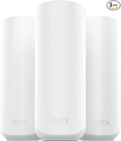 NETGEAR Orbi 360 Series Dual-Band WiFi 7 Mesh Network System for Home (RBE363) – Wireless Router (no Modem) + 2 Extenders, 5 Gbps, Covers 6,000 sq.ft., 70 Devices, 2.5GB Internet Port, BE5000