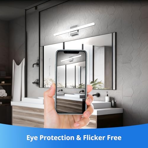 Combuh Modern Bathroom Vanity Light Fixtures, Chrome Wall Lamp Above Mirror