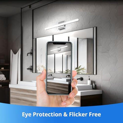 Combuh Modern Bathroom Vanity Light Fixtures, Chrome Wall Lamp Above Mirror