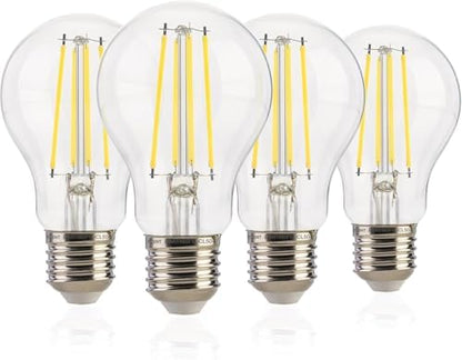 Jaspertronics™ Dusk to Dawn Outdoor Sensor A19 LED Light Bulb 2700K Daylight 8W (100W Eqv.) 1400LM Vintage Filament E26 Base,Auto On/Off Photocell Energy-Efficient Lighting 4 Pack