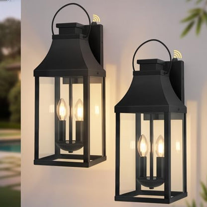 Dusk to Dawn Exterior Lighting Fixtures, Black Sensor Outdoor Porch Lights