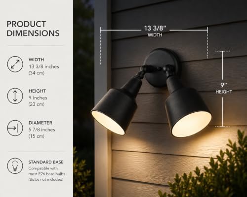 Generation Lighting 2-Light 12.5-Inch Adjustable Flood Light in Black