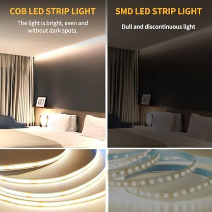 100FT COB LED Strip Lights Warm White Dimmable DC 24V 3000K