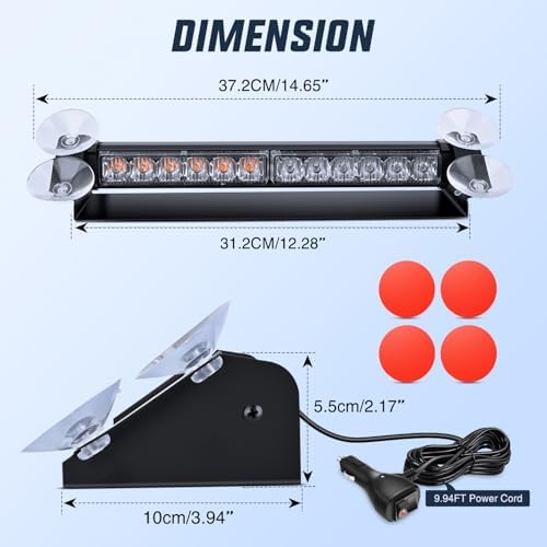 Nilight 12LED Traffic Advisor Strobe Light Bar Amber Green Hazard Safety