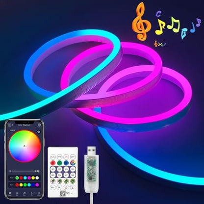 iNextStation 16.4FT Smart IC LED Strip Lights 5V USB RGB Neon Rope Lights