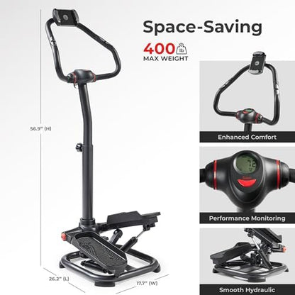 Sunny Health & Fitness Smart Power Stepper with Resistance Bands for Cardio