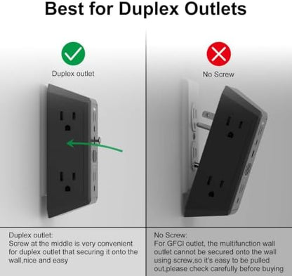 Multi Plug Wall Outlet Surge Protector with 6-Outlet & 4 USB Ports(2USB-C)