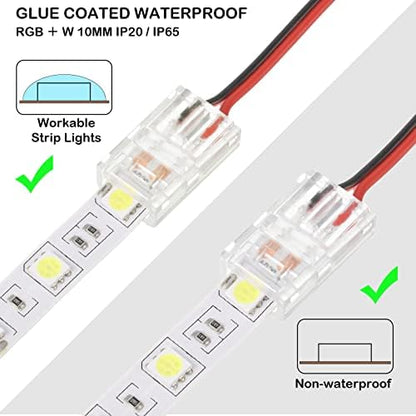 Flutesan 20 Pcs 2 Pin 10 mm LED Strip Connector RGB Lights