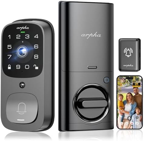 WiFi Smart Door Lock, 5-in-1 Fingerprint Keyless Entry Door Lock, Two-Way Audio, Dual Motion Sensors, App Remote Control, Keypad Code, IP65 Waterproof