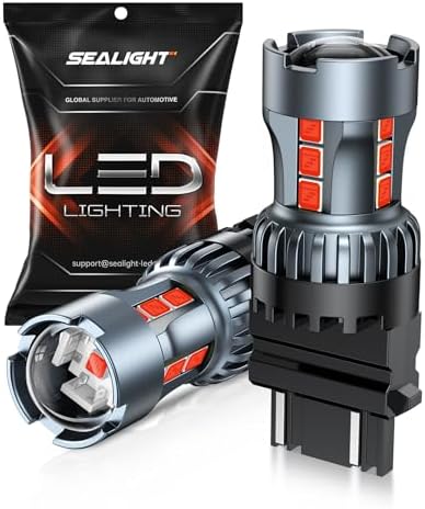 SEALIGHT 3156 3157 LED Bulb Red Brake Lights,3056 3457A 4057 4157 LED Light Bulb with Projector Replacement for Tail Stop Parking Blinker Lights, Pack of 2