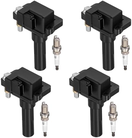 BDFHYK 4 Ignition Coil Pack UF480 and 4 Iridium Spark Plug 7090 Compatible with Subaru Impreza 2002 2003 2.0L H4 Coil for UF-480 E960 52-1749 IC560 22433-AA421 22433-AA560 22433-AA561