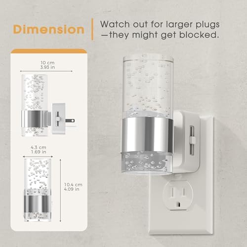 Briignite Night Light, 2 Pack Dimmable Night Lights Plug into Wall
