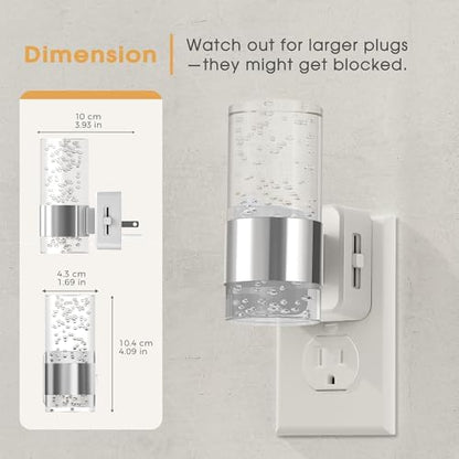 Briignite Night Light, 2 Pack Dimmable Night Lights Plug into Wall