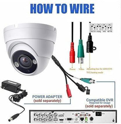 Real HD 4K 8MP Lite Dome TVI CVI AHD Analog 4 in 1 CCTV Security Camera, 65ft IR Night Vision, 2.8mm 100° Wide Viewing Angle, Outdoor, Full Metal Housing, ONLY Compatible with 8MP DVR