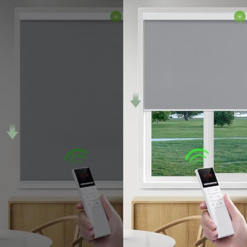 ZSHINE Motorized Blackout Roller Shades Remote Control Rechargeable(82026F)