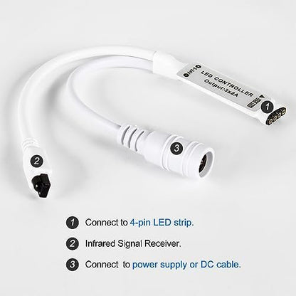44 Key RGB LED Strip Light Remote Controller, IR Wireless LED Controller