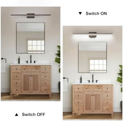 SineRise 40-Inch LED Modern Bathroom Vanity Light Bar, Brown Modern Acrylic Bathroom Wall Lighting Fixtures Over Mirror (Cool White 6000K)