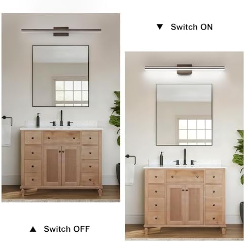 SineRise 48-Inch LED Modern Bathroom Vanity Light Bar, Brown Modern Acrylic Bathroom Wall Lighting Fixtures Over Mirror (Cool White 6000K)