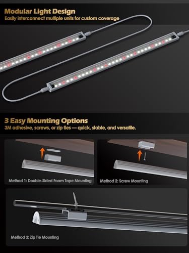 GlOWRIUM T5 Grow Light for Indoor Plants, 3500K Plant Light Strip