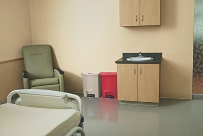 Rubbermaid Commercial Products Streamline Slim Step-On Plastic Trash Can, 8 Gallon, Red, Hands-Free Garbage Can for Medical Waste in Hospitals/Lab/Emergency/Patient Rooms