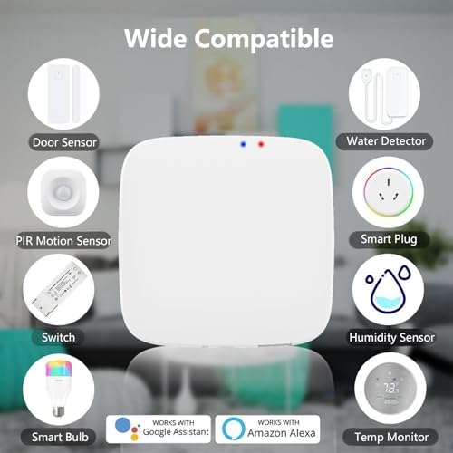 ZigBee Hub WiFi & Bluetooth Dual Mode Gateway, Only for Tuya Product Smart Home Bridge Wireless Remote Controller,Intelligent Bridge Wireless Smart Gateway Voice Control via Alexa and Google Home