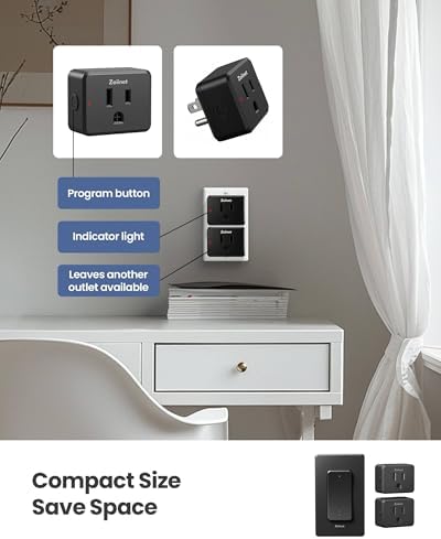 Zoiinet 2-Gang Wireless Outlet Switch, Upgrade Dual Remote Control Outlet