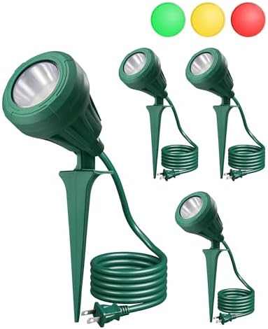 EDISHINE 120V Outdoor LED Spotlights, 5.5W Plug in Spotlight with 3 Lenses