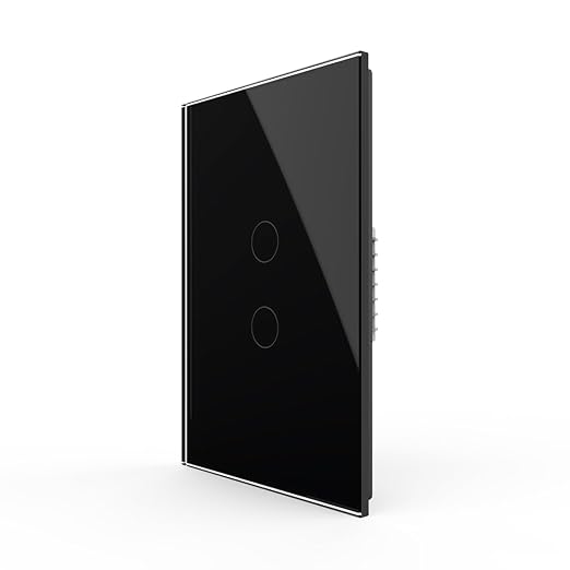 LIVOLO Modern Electrical Light Switch Tempered Glass Panel Single Pole Wall Touch Light Switch with Led Indicator,No Neutral Wire,2 Circles 1 Way (Black) | Tempered Glass Switch with Led Indicator,No Neutral Wire Required,Touch control,LED indicator, s...