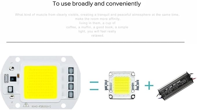 Pack of 6, LED COB Chip AC110V 50W/30W/20W Smart IC Driver DIY LED Floodlight Spotlight Household Bulbs(Warm White 110V,20w)