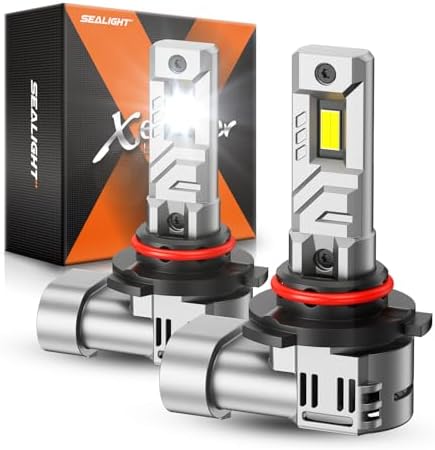 SEALIGHT 9005 Bulbs, 50,000LM 8X Brightness 9005 Fog Lights, 6500K Cool White Bulbs with 15000RPM Fan, Plug and Play, IP68 Waterproof, Pack of 2