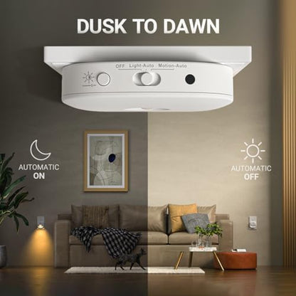 Lyridz Plug in Night Light with Motion Sensor and Dusk to Dawn Sensor, Dimmable Warm Nightlight with 1-50lm Adjustable Brightness Indoor for Bedroom, Bathroom, Stairs, Hallway, 1 Pack