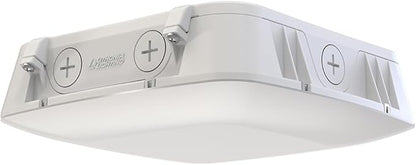 Lithonia Lighting 10" Square Canopy LED Outdoor Ceiling Light, Dusk-to-Dawn Photocell and Motion Sensor Outdoor Lights, Adjustable Brightness and Switchable Color Temperature, Wet Rated, White