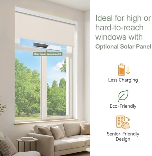ZSHINE Motorized Blackout Roller Shades Remote Control Rechargeable(82006D)