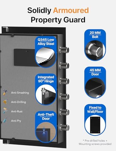 FORFEND Smart Money Safe App Alarm | Kidnap Alarm, Tamper Proof, Voice Command Depository Drop Safe Box Anti-Pry| Multi-User Cash Safe for Home Office