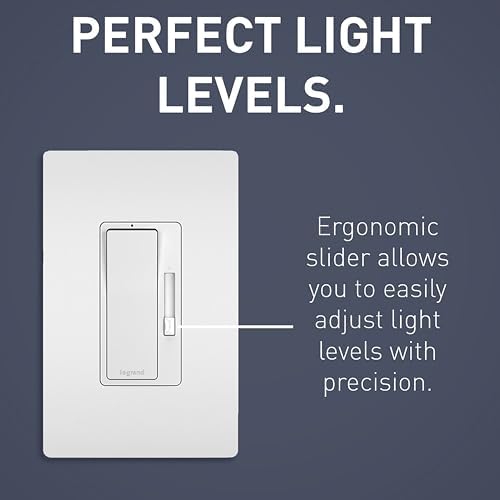 Legrand Radiant CFL/LED Dimmer Light Switch, Single-Pole/3-Way with Locator Light, 0-10V, RHCL453PW3PKCC4, White, 3 Count (Pack of 4)