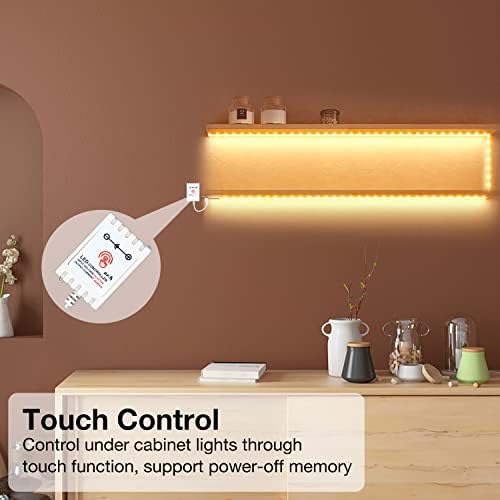 DAYBETTER Under Cabinet Lighting kit, 6 PCS LED Strip Lights with Remote, Dimmer and Adapter, Dimmable for Kitchen Cabinet,Counter,TV Back,Showcase 2700K-6500K Warm to Daylight White, Timing, 20ft