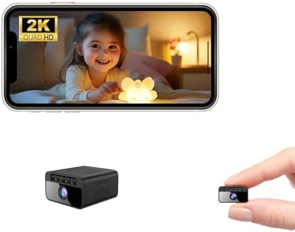 2K Mini Spy Camera WiFi Home Security Hidden Cam Wireless Battery Camera Bluetooth Camera Nanny Cam with Phone App Remote Monitor Video Recording Night Vision Motion Detection