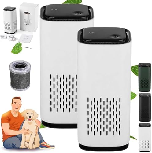 The Pet Air Purifier, Pet Air Purifiers for Home Pee Smell, With True Hepa 3-in-1 Filters, Covers up to 990 Ft² for Pet Hair, Allergies, Dust, Smoke (2*White)
