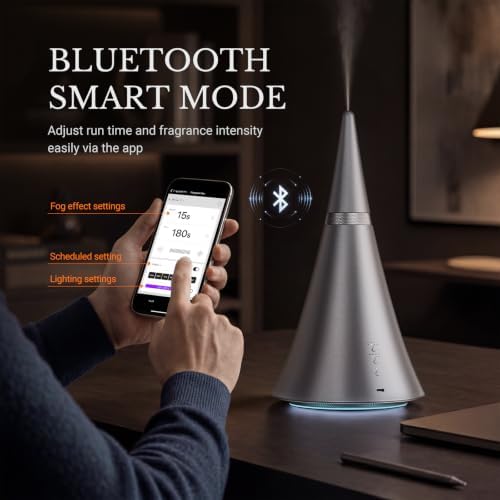 Waterless Essential Oil Diffuser，Bluetooth App Control for Large Rooms