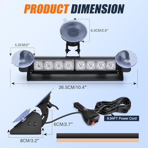 Nilight 8LED Red Traffic Advisor Strobe Light Bar Hazard Safety