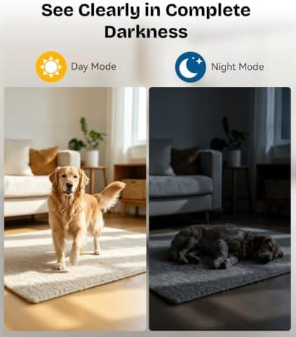 1080p HD WiFi Wireless Indoor Security Cam with Night Vision, Indoor Camera with Clock with App Control, Nanny Cam with AI Motion Detection, Loop Recording, Local & Cloud Storage for Home, Easy to Use