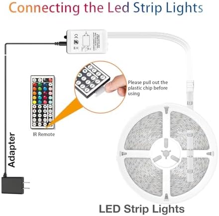 dalattin 32.8ft Led Strip Lights,RGB Led Lights for Bedroom Color Changing Light,Decoration for Bedroom Room Party,Halloween Decor with 44 Keys Remote,1 Roll of 32.8ft