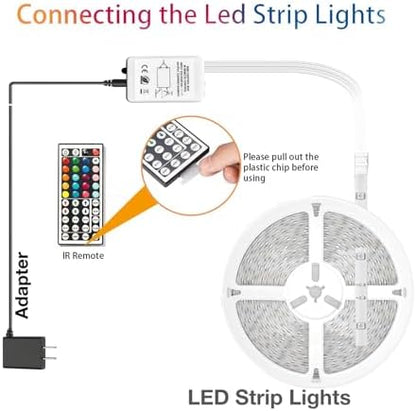 dalattin 32.8ft Led Strip Lights,RGB Led Lights for Bedroom Color Changing Light,Decoration for Bedroom Room Party,Halloween Decor with 44 Keys Remote,1 Roll of 32.8ft