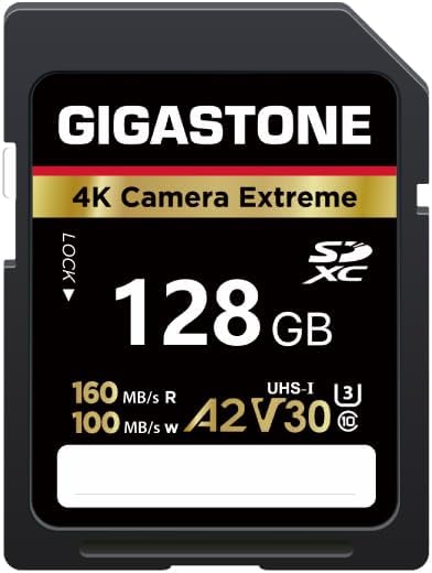 【5-Years Data Recovery】 GIGASTONE 128GB SD Card, 4K Camera Extreme, A2 V30 U3 C10 SDXC Memory Card High Speed, Compatible with Canon Kodak Olympus Digital Camera