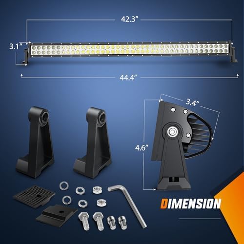 Nilight 42Inch 240W Spot Flood Combo Led Light Bar Off Road Driving Lights Boat Lights Fog Light 12V On/Off 5 Pin Rocker Switch Power 14AWG Wiring Harness Kit-1 Lead for Trucks