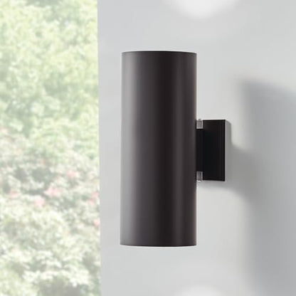 Kichler Cylinders 15" 2-Light Outdoor Cylinder Wall Sconce in Architectural Bronze, (15" H x 5.75 W), 9246AZ