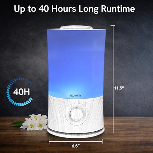 BlueHills Premium 2000 ML XL Essential Oil Diffuser Large White Wood Grain