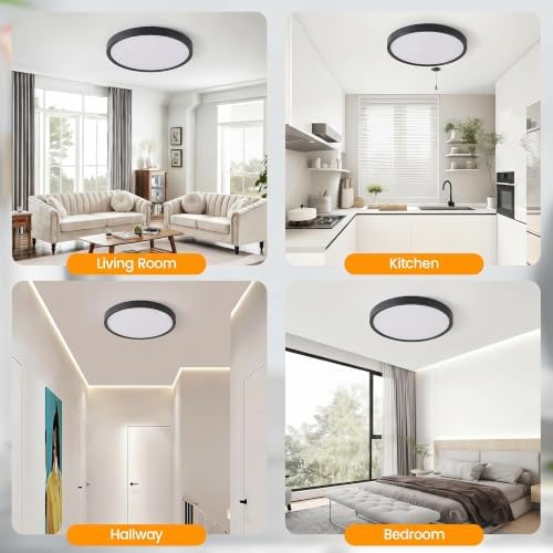 TALOYA 8 Pack 10" LED Ceiling Light Fixture,20W 5CCT Flush Mount,Black